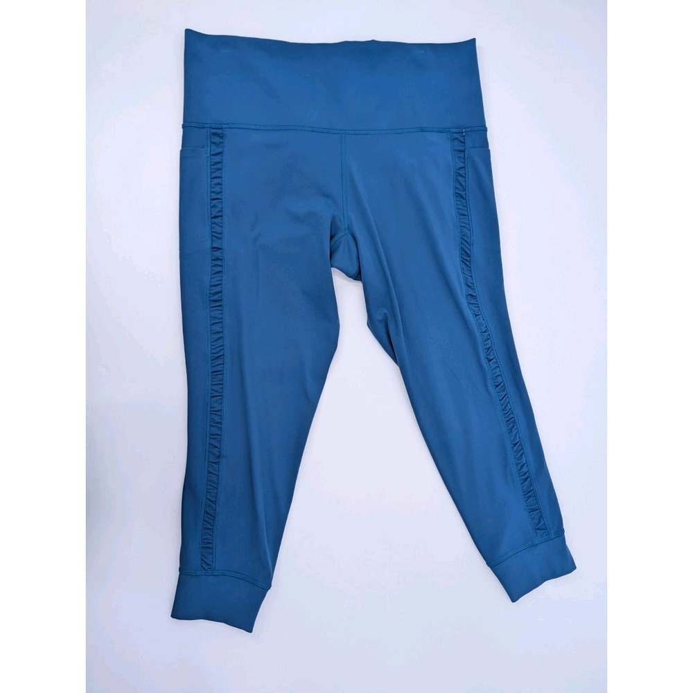Athleta Teal Blue Salutation‎ Stash II Ruch Craft 7/8 Tight Women's Size 1X
